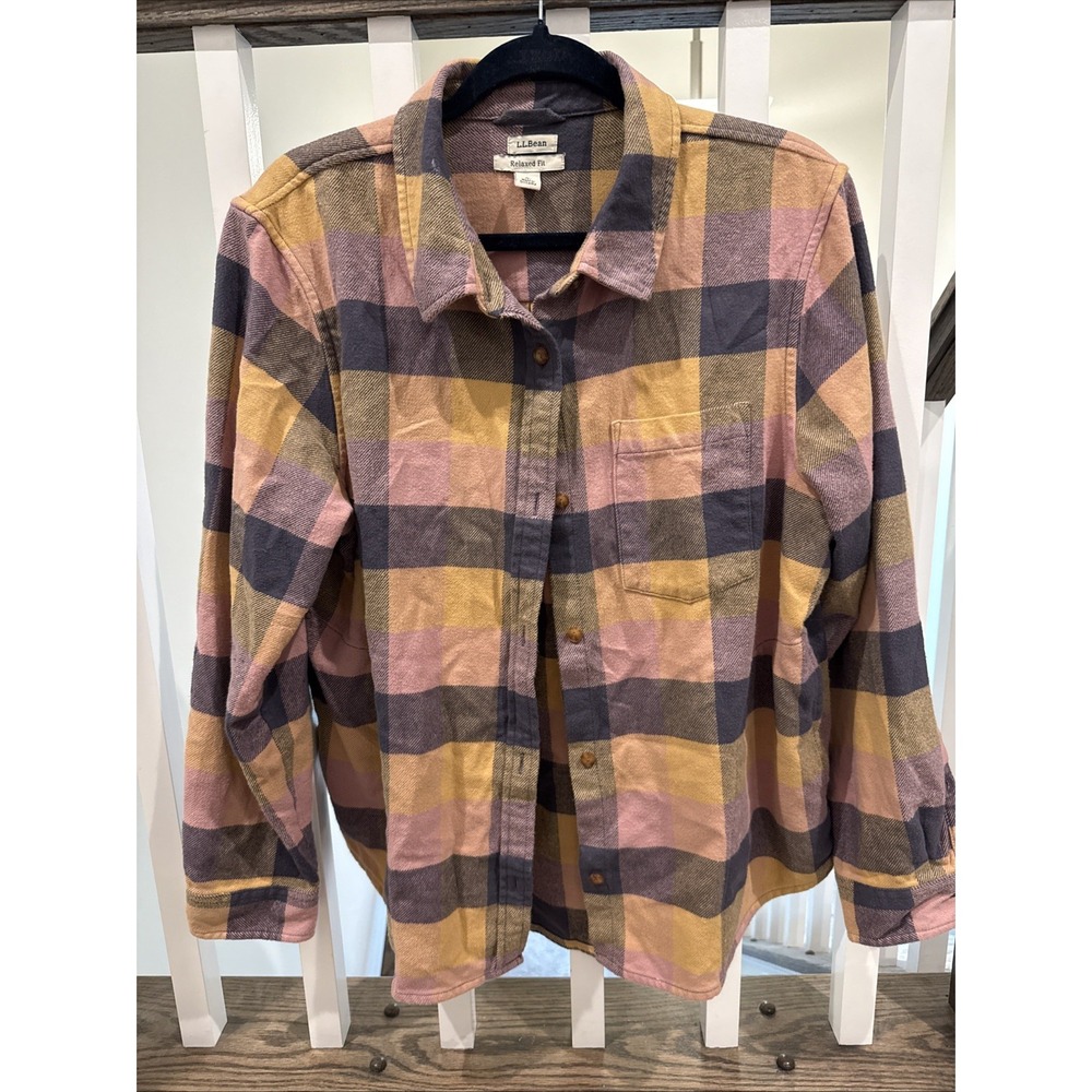 LL Bean Soft Brushed Flannel Shirt Women's Small Relaxed Fit Multicolor Plaid